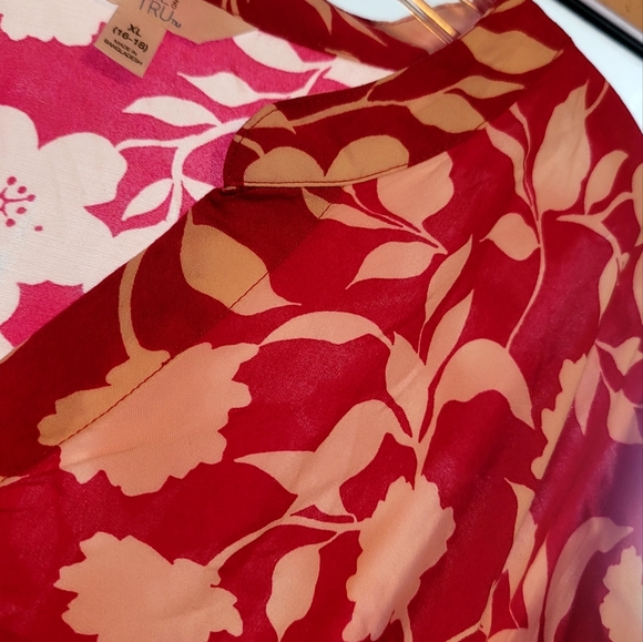 Time & Tru Size XL 16-18 Pink White PAISLEY Print Dress pullon wide sleeves NEW - Picture 7 of 15